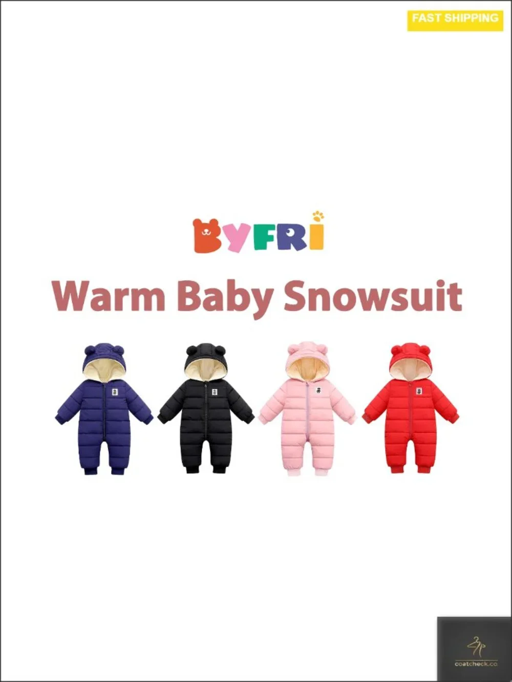 Baby Bear Hooded Snowsuit, Waterproof Winter Jumpsuit for Toddler, Cozy Padded